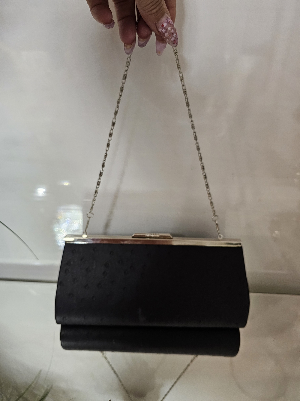 Black Women's Chain Clutch Handbag
